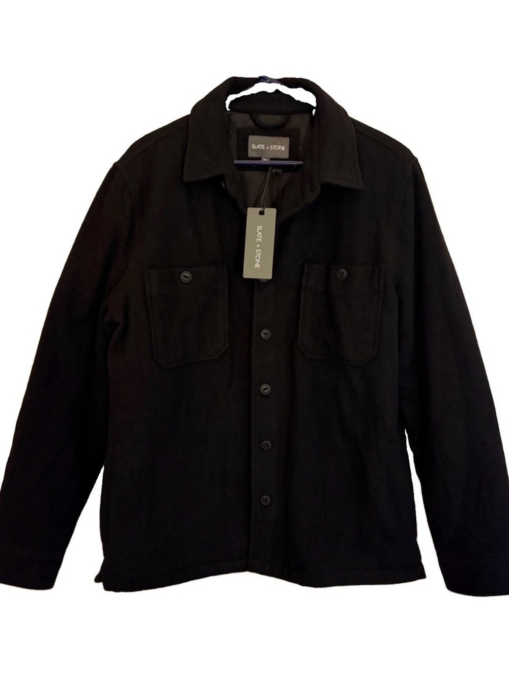 Slate & Stone Men’s Black Wool Blend Button Up Lined Shirt Jacket Medium New